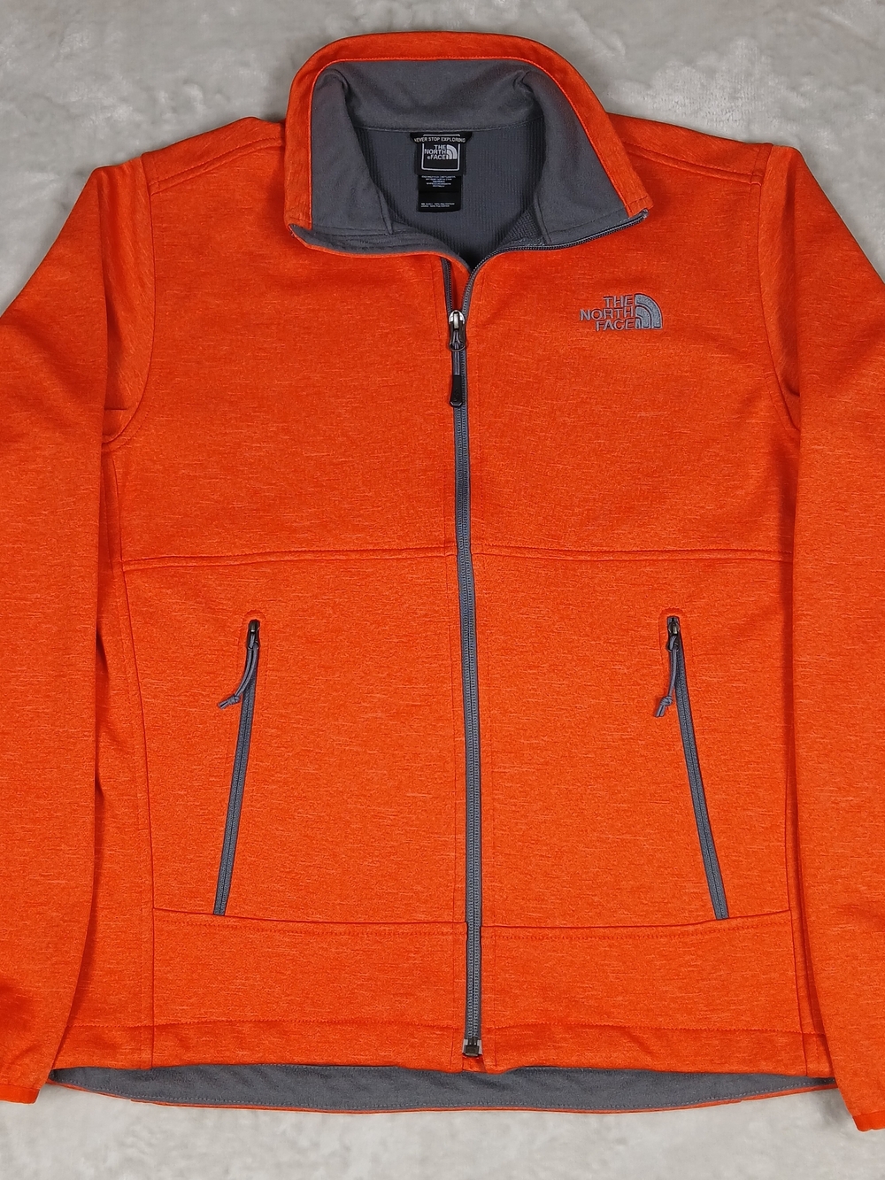 North Face Jacket S Men's Full Zip Softshell Orange